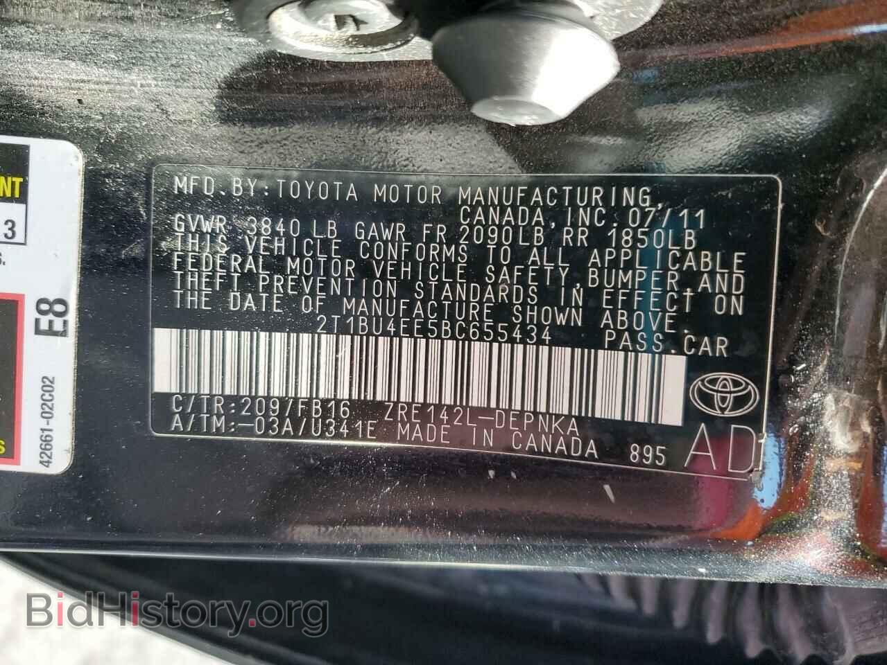 2011 TOYOTA COROLLA - VIN: 2T1BU4EE5BC655434 - Фото 12