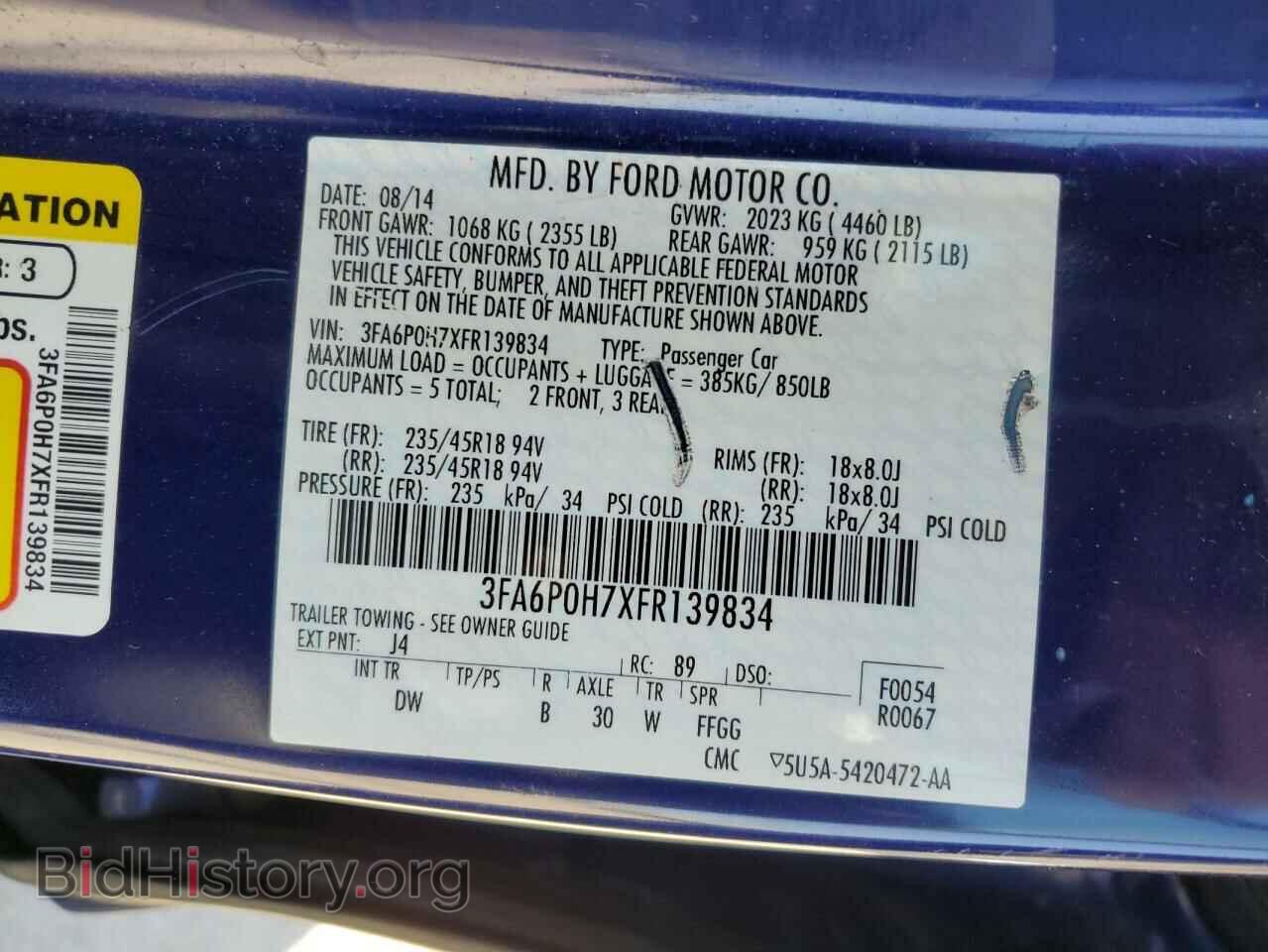 2015 FORD ALL Models - VIN: 3FA6P0H7XFR139834 - Фото 13