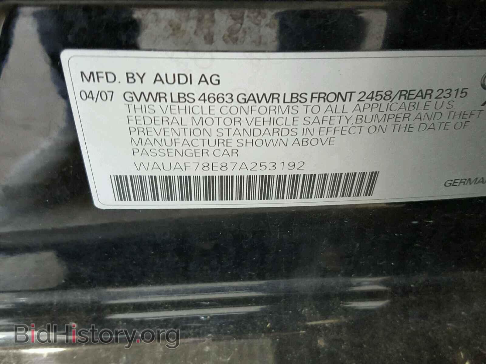 2007 AUDI A4 - VIN: WAUAF78E87A253192 - Photo 10