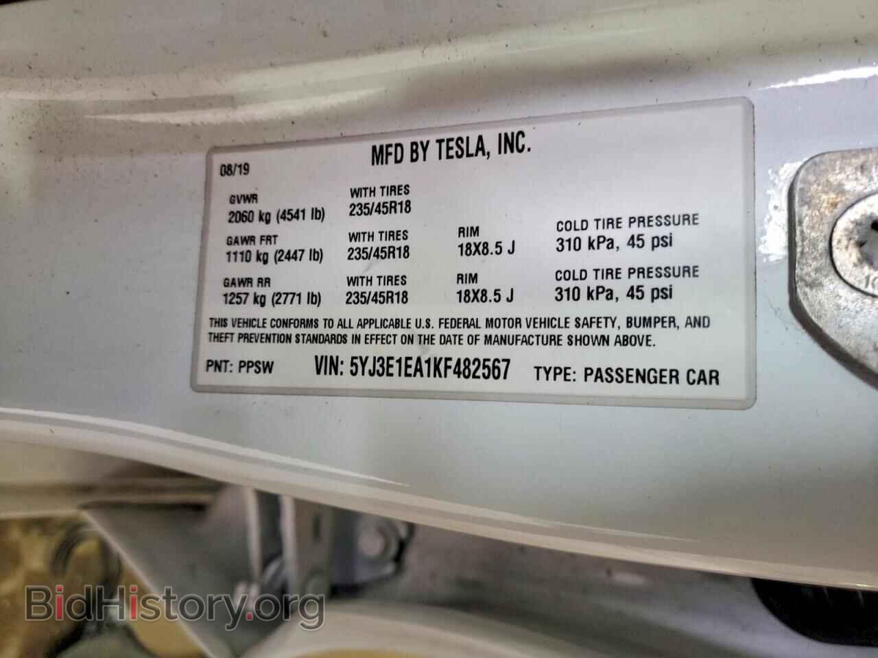 2019 TESLA MODEL 3 - VIN: 5YJ3E1EA1KF482567 - Photo 13