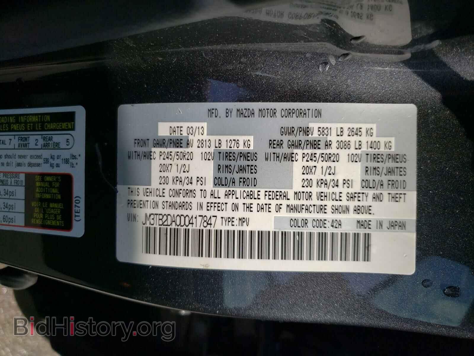 2013 MAZDA CX-9 - VIN: JM3TB2DA0D0417847 - Фото 10