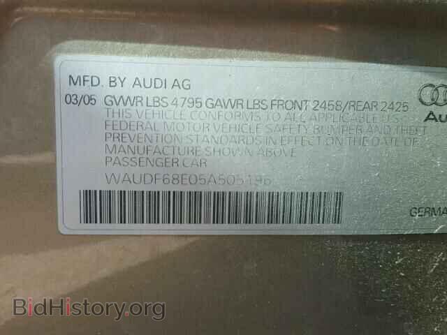 2005 AUDI A4 - VIN: WAUDF68E05A505196 - Фото 10