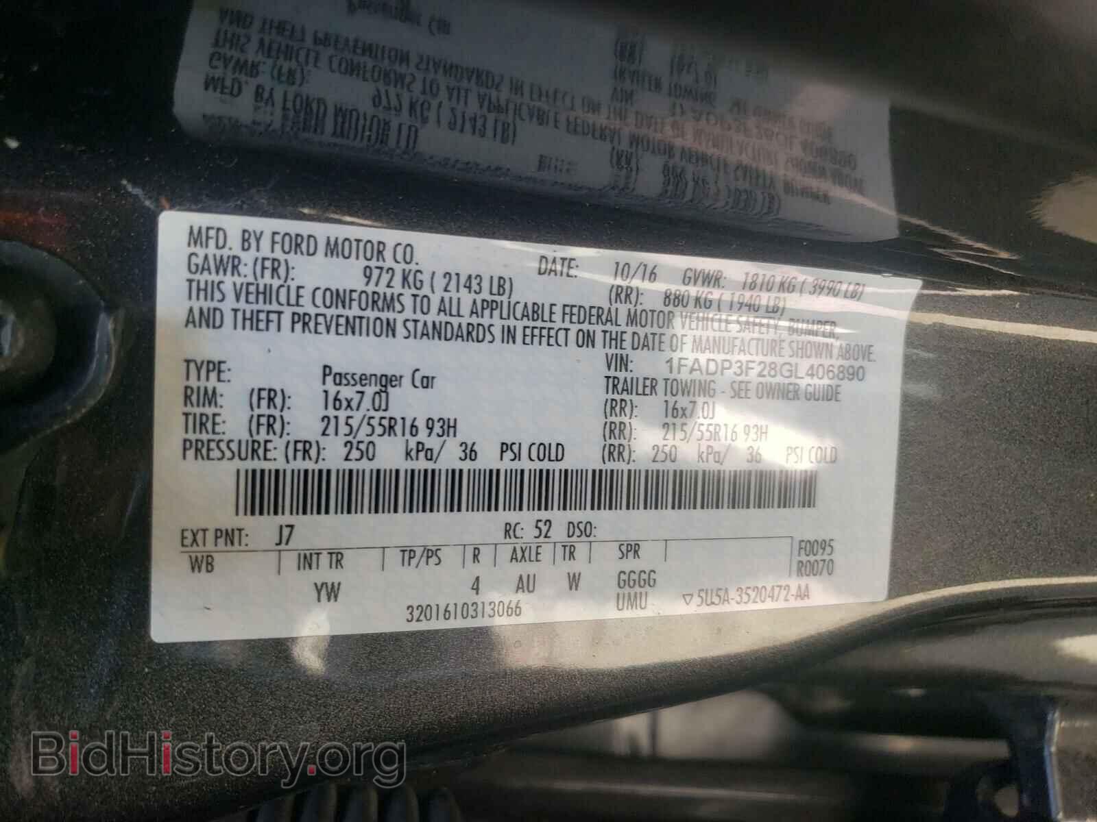 2016 FORD FOCUS - VIN: 1FADP3F28GL406890 - Photo 10