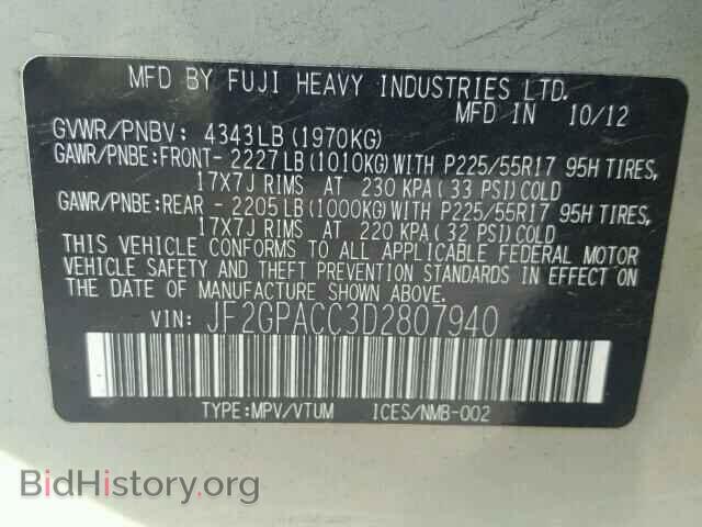 2013 SUBARU XV - VIN: JF2GPACC3D2807940 - Фото 10