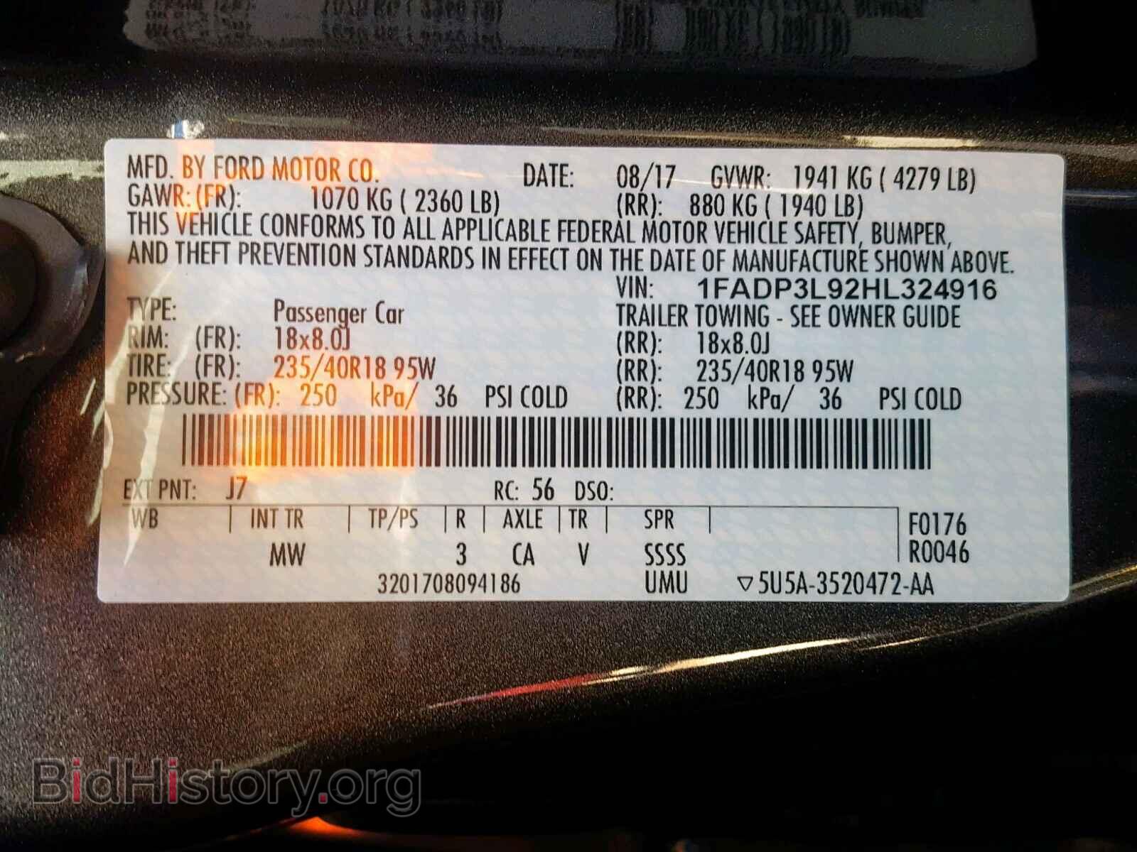 2017 FORD FOCUS - VIN: 1FADP3L92HL324916 - Фото 10