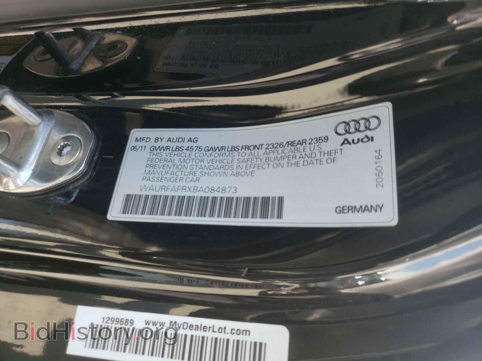 2011 AUDI A5 - VIN: WAURFAFRXBA084873 - Фото 10