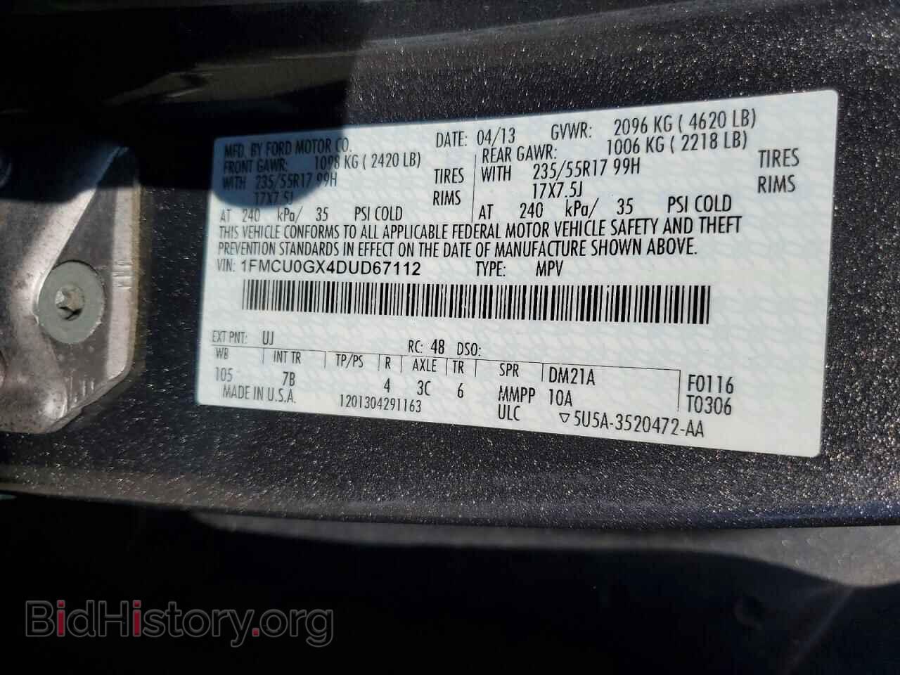 2013 FORD ESCAPE - VIN: 1FMCU0GX4DUD67112 - Фото 13