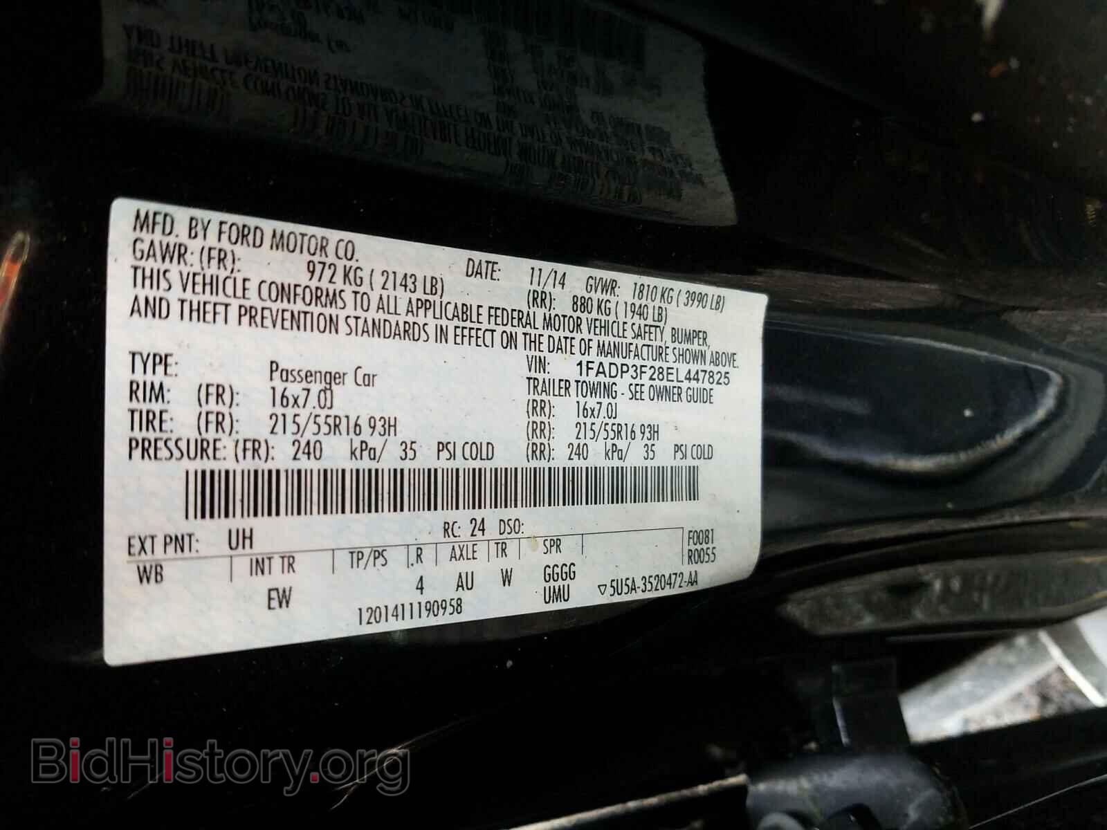 2014 FORD FOCUS - VIN: 1FADP3F28EL447825 - Фото 10