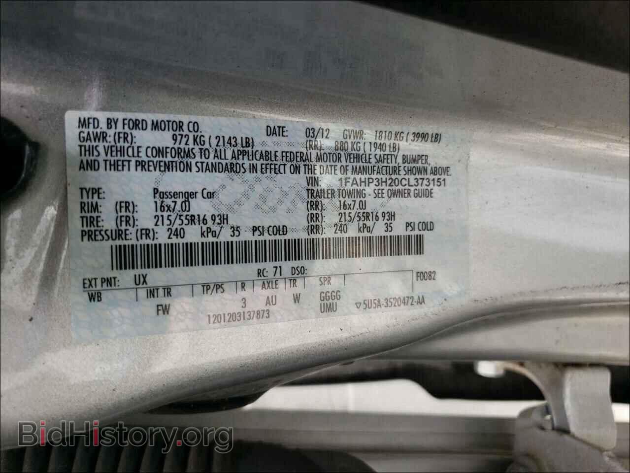 2012 FORD FOCUS - VIN: 1FAHP3H20CL373151 - Фото 10