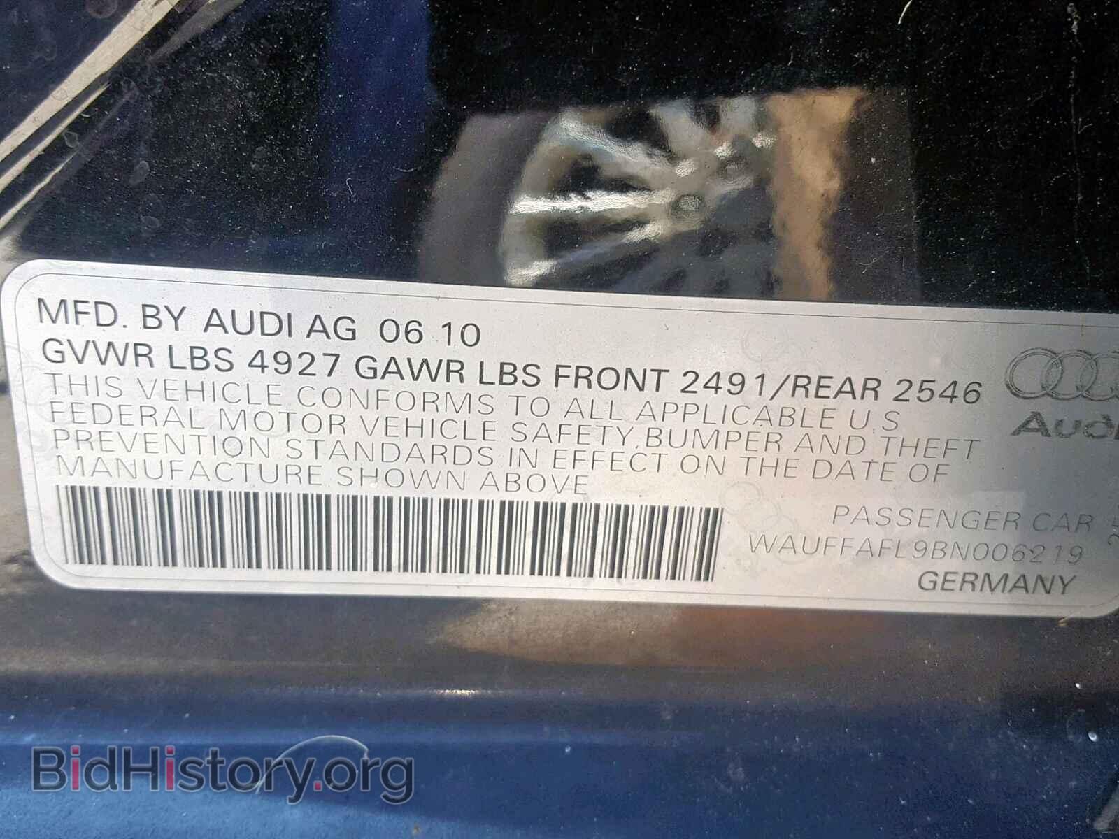 2011 AUDI A4 - VIN: WAUFFAFL9BN006219 - Фото 10