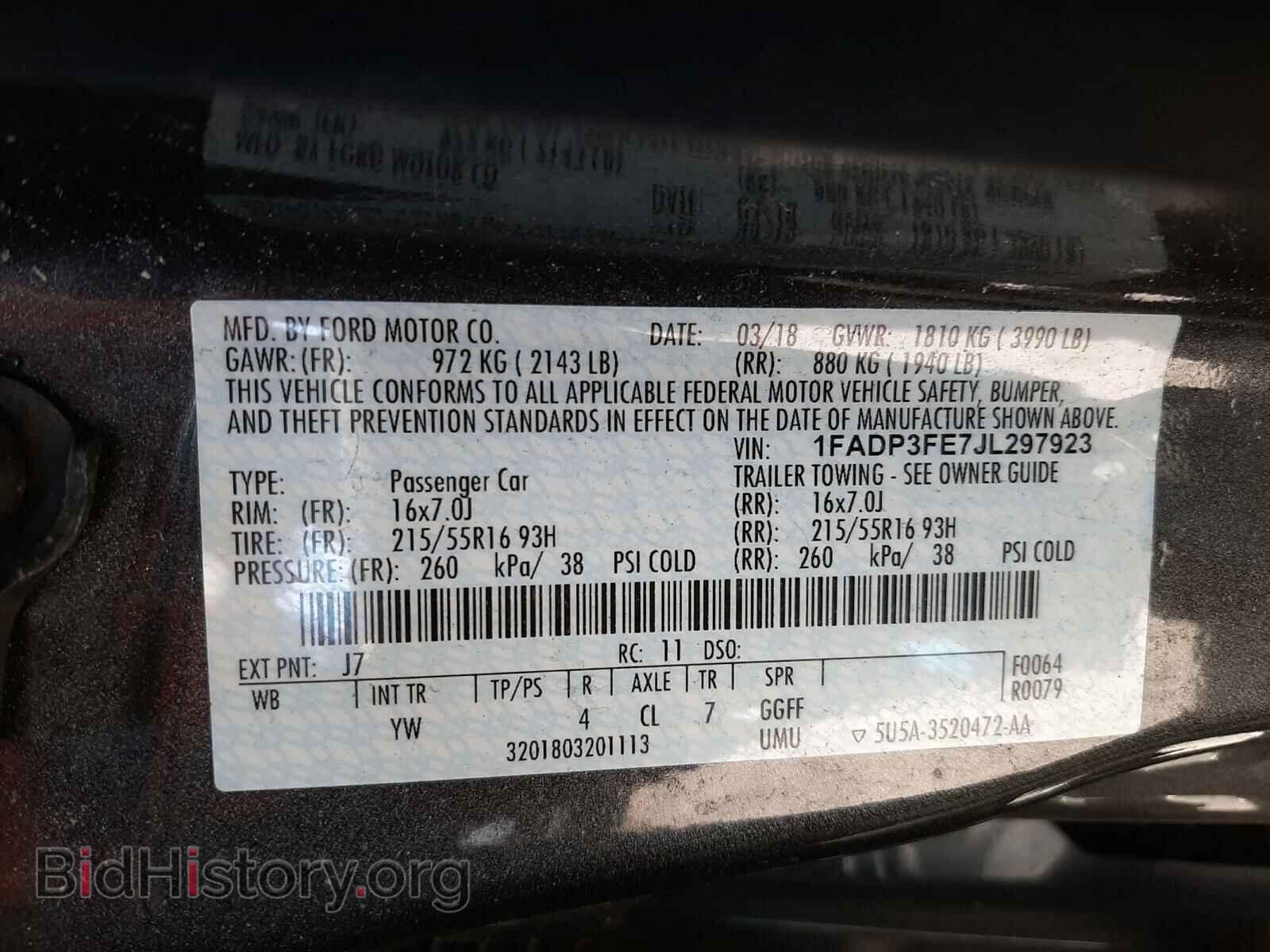 2018 FORD FOCUS - VIN: 1FADP3FE7JL297923 - Фото 10