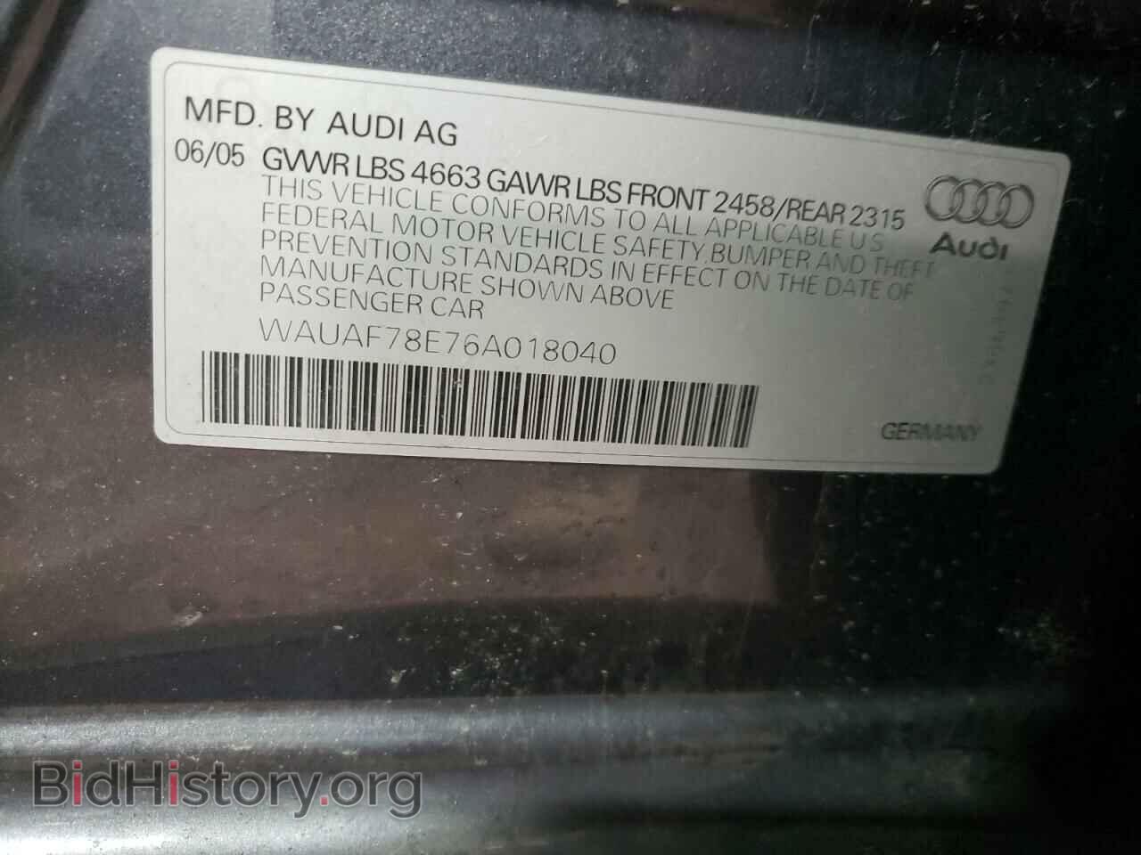 2006 AUDI A4 - VIN: WAUAF78E76A018040 - Фото 12