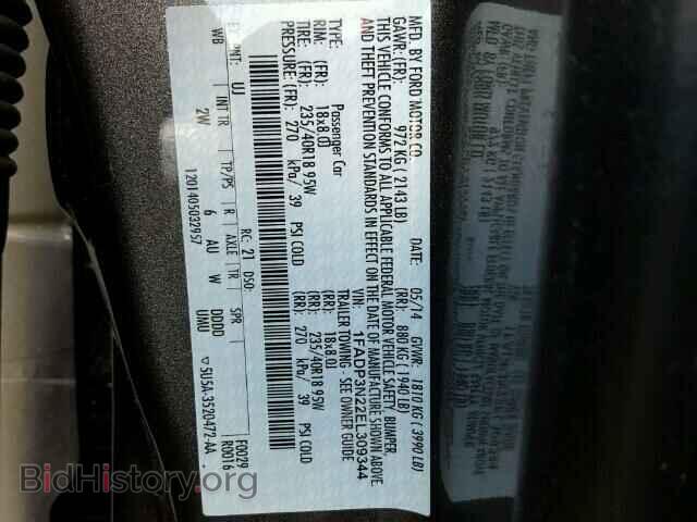2014 FORD FOCUS - VIN: 1FADP3N22EL309344 - Фото 10