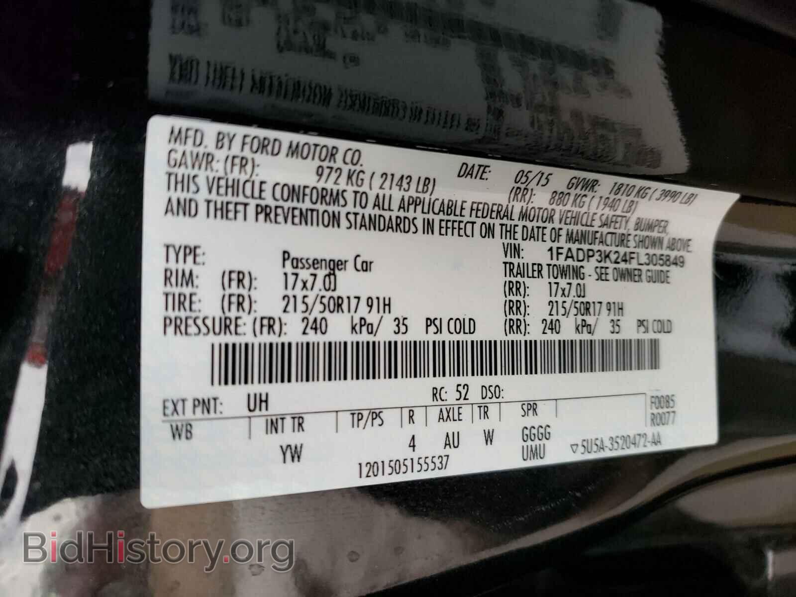 2015 FORD FOCUS - VIN: 1FADP3K24FL305849 - Фото 10