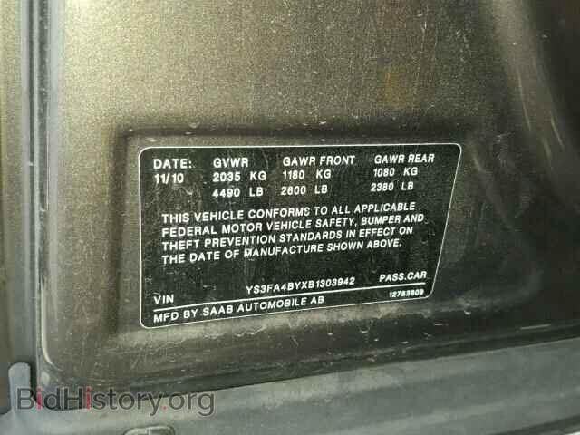 2011 SAAB 9 3 - VIN: YS3FA4BYXB1303942 - Фото 10