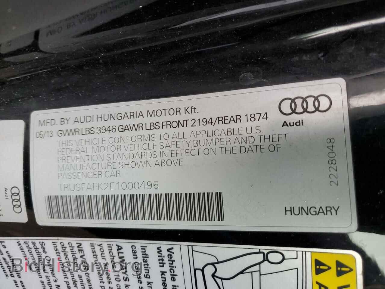 2014 AUDI TT - VIN: TRUSFAFK2E1000496 - Photo 12