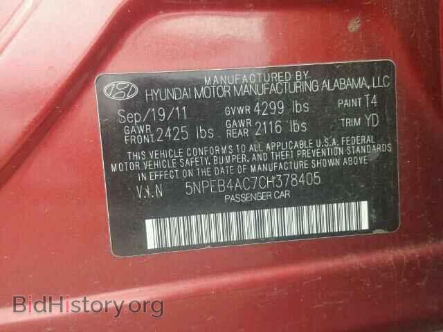 2012 HYUNDAI SONATA - VIN: 5NPEB4AC7CH378405 - Фото 10