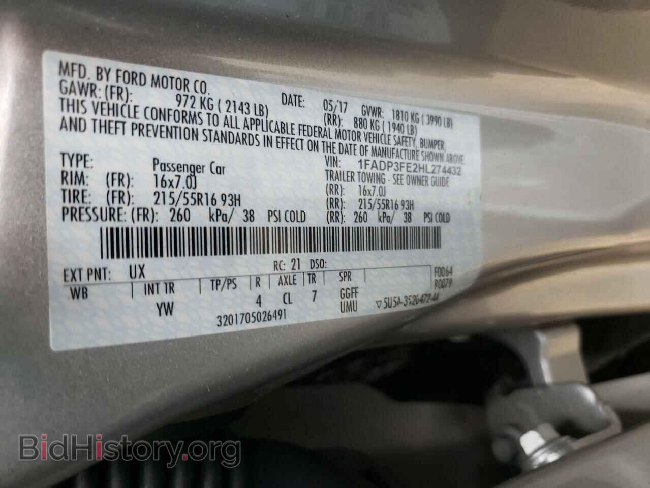 2017 FORD FOCUS - VIN: 1FADP3FE2HL274432 - Фото 10