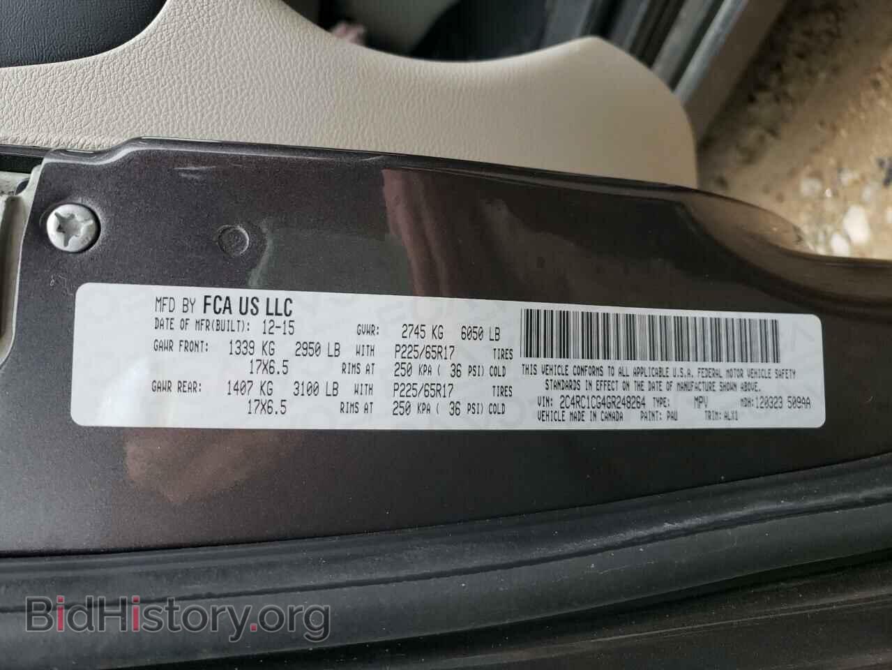 2016 CHRYSLER MINIVAN - VIN: 2C4RC1CG4GR248264 - Photo 14