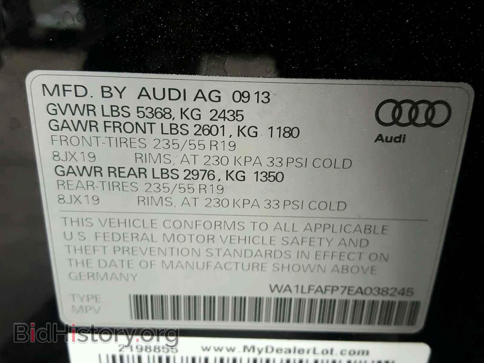 2014 AUDI Q5 - VIN: WA1LFAFP7EA038245 - Photo 10