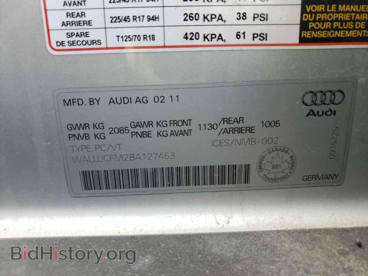 2011 AUDI A3 - VIN: WAUJJCFM2BA127453 - Фото 10