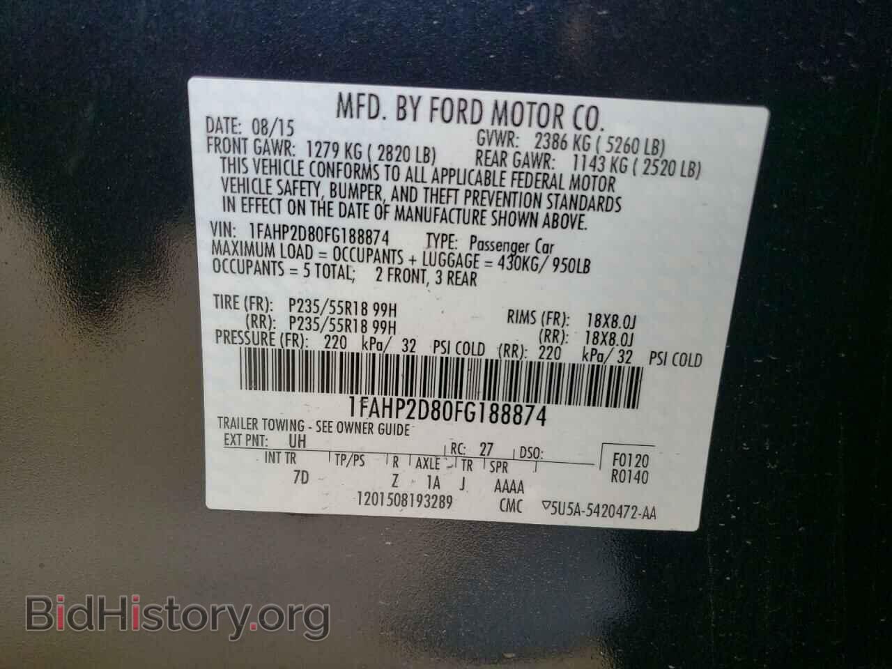2015 FORD TAURUS - VIN: 1FAHP2D80FG188874 - Photo 12