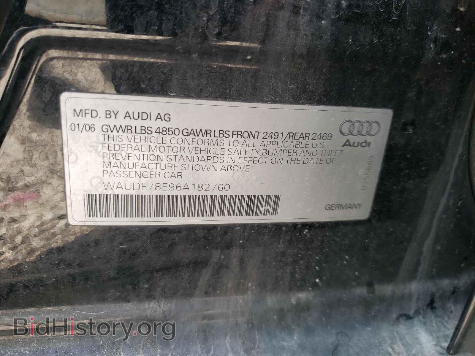 2006 AUDI A4 - VIN: WAUDF78E96A182760 - Фото 10