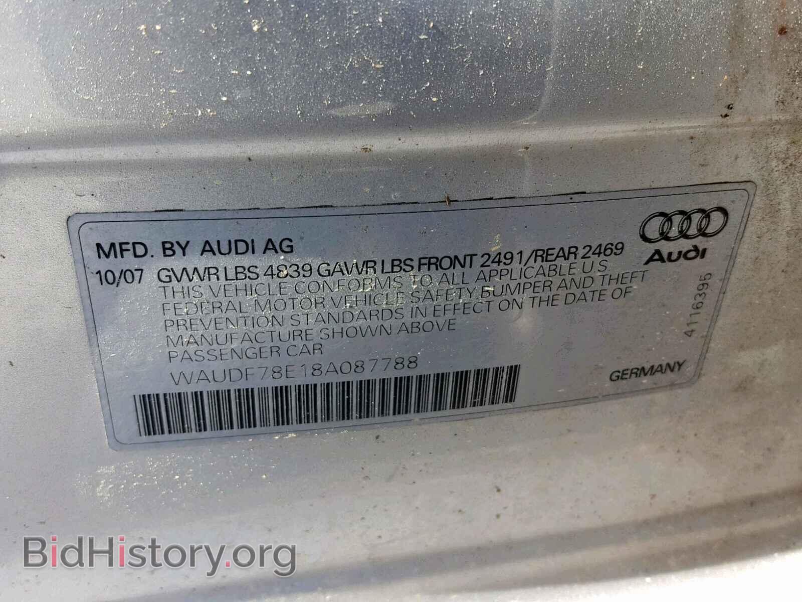 2008 AUDI A4 - VIN: WAUDF78E18A087788 - Фото 10
