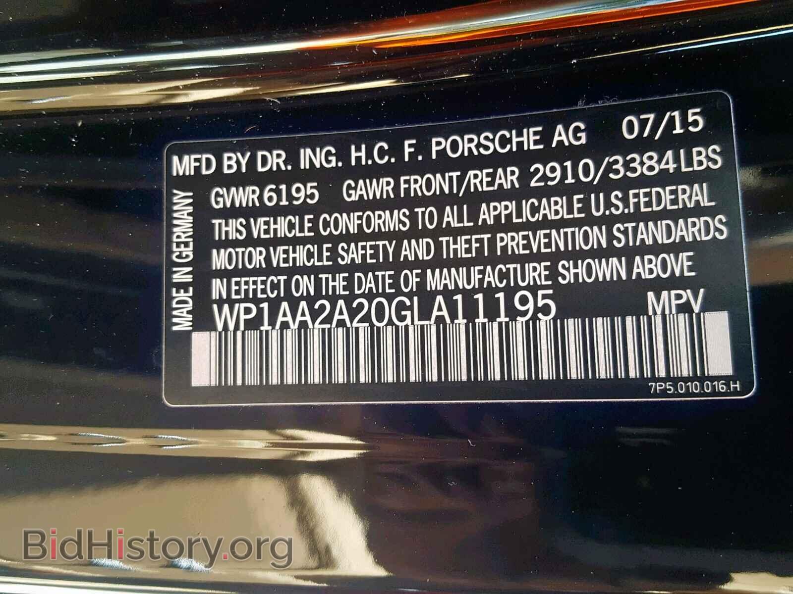 2016 PORSCHE CAYENNE - VIN: WP1AA2A20GLA11195 - Фото 10