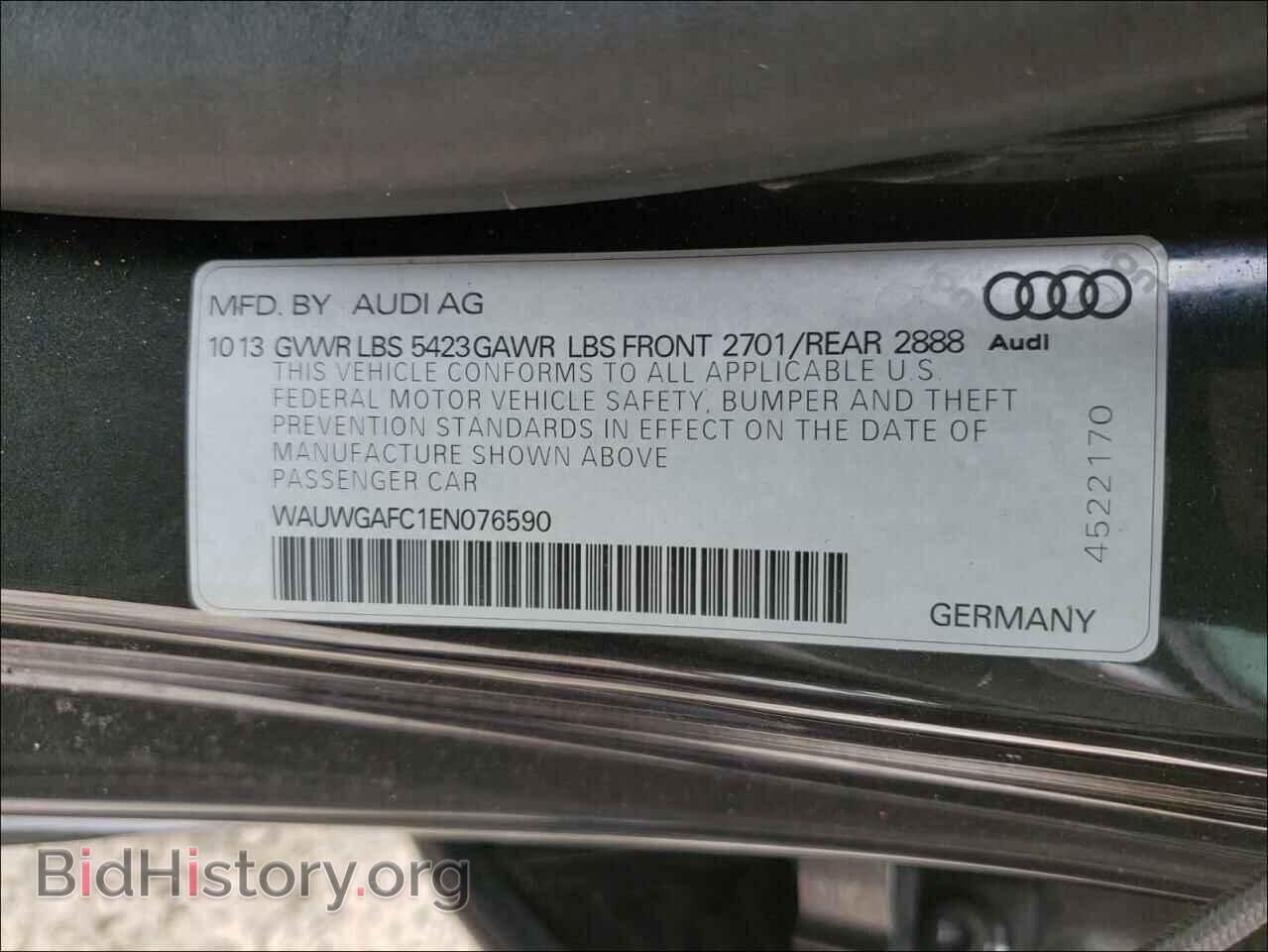 2014 AUDI A7 - VIN: WAUWGAFC1EN076590 - Фото 10