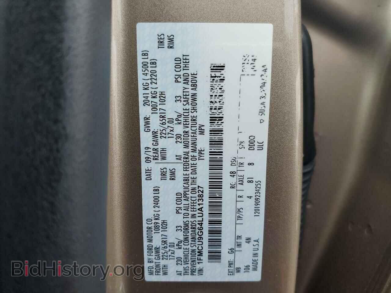 2020 FORD ESCAPE - VIN: 1FMCU9G64LUA13827 - Фото 13