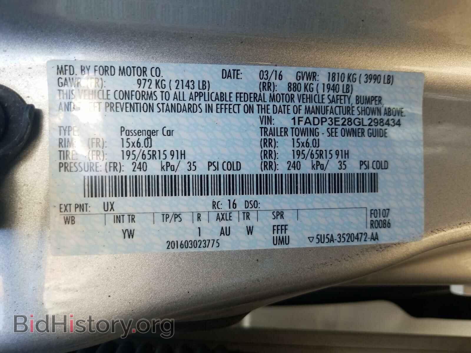 2016 FORD FOCUS - VIN: 1FADP3E28GL298434 - Фото 10