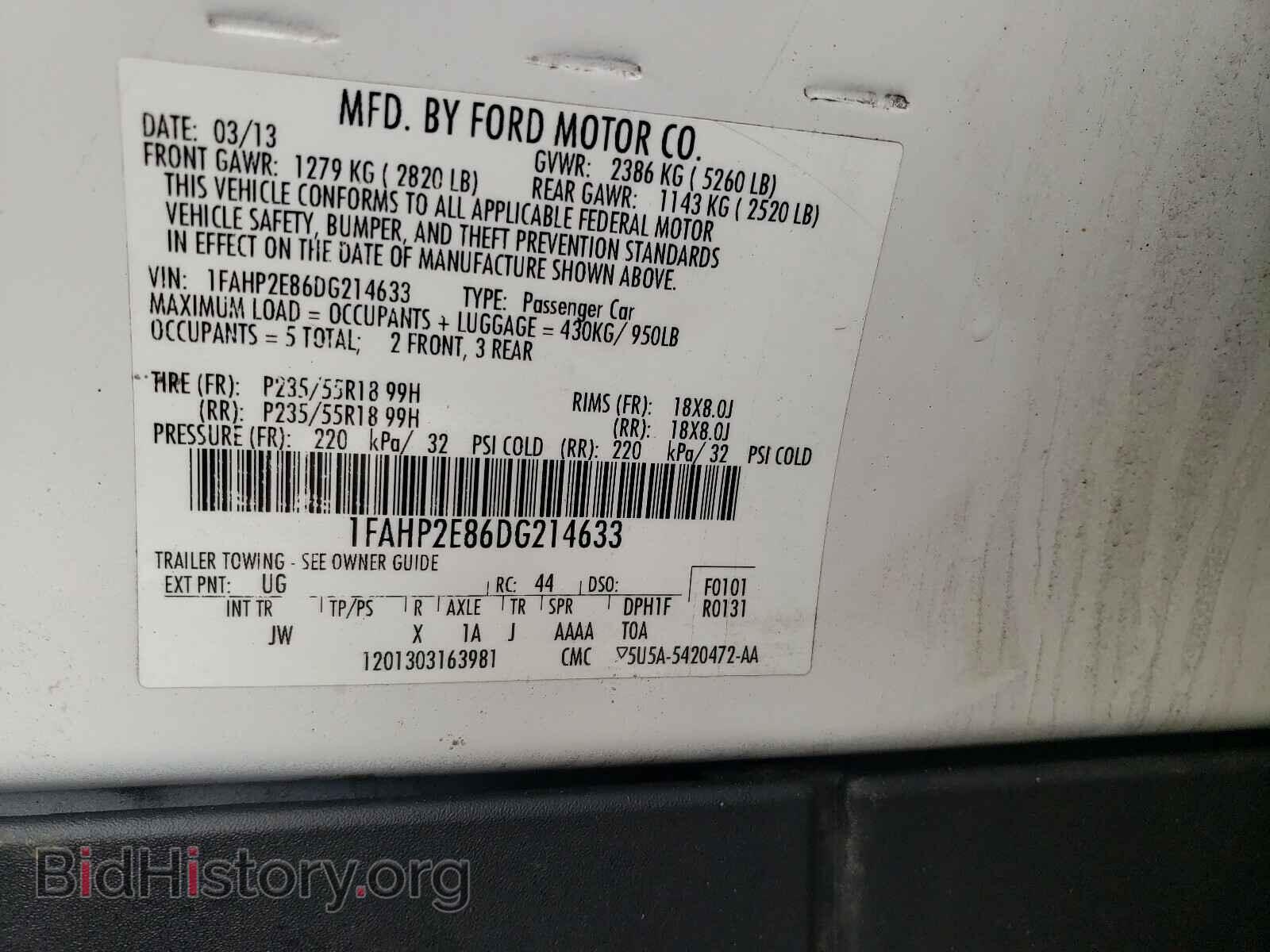 2013 FORD TAURUS - VIN: 1FAHP2E86DG214633 - Photo 10