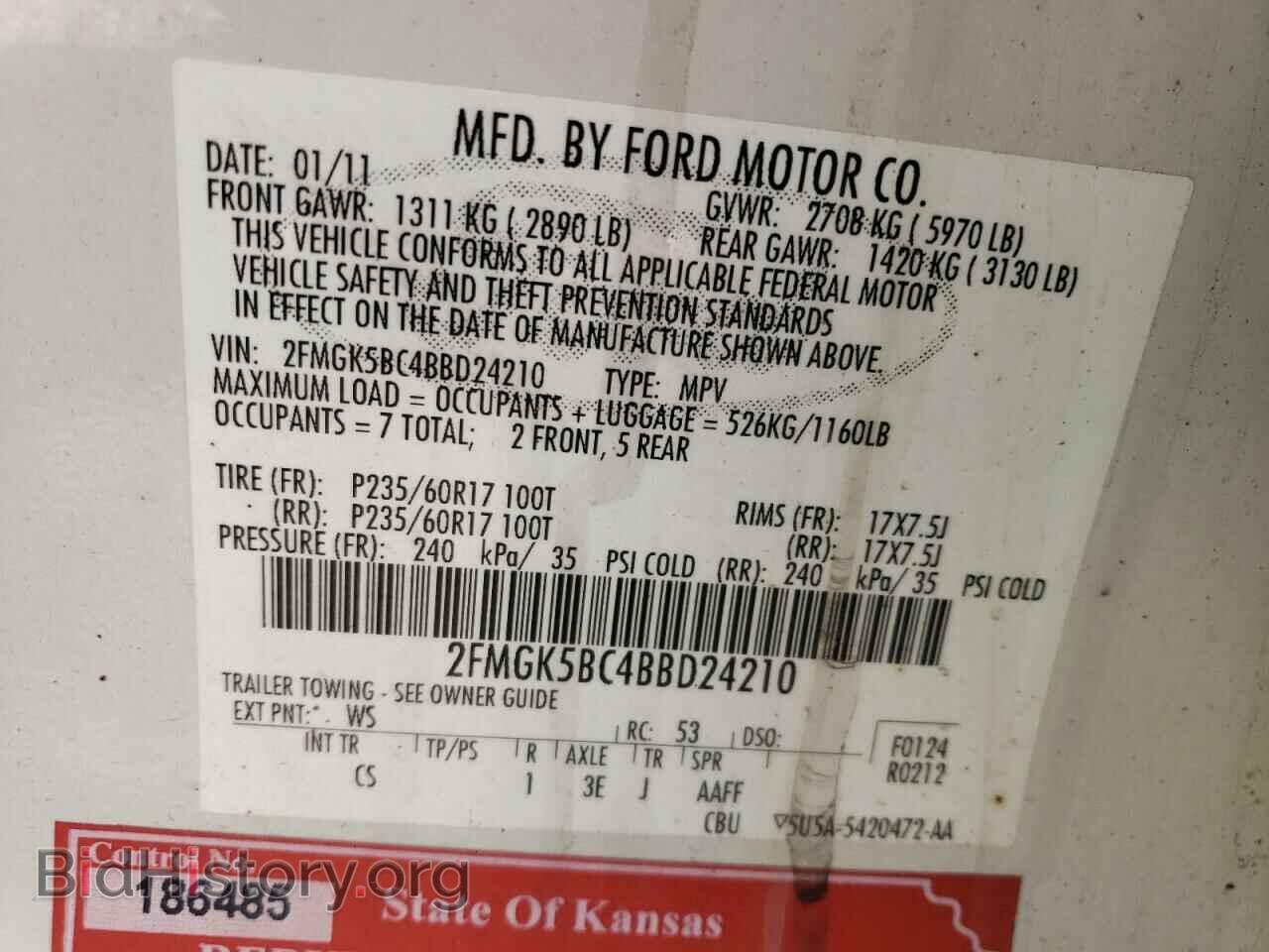 2011 FORD FLEX - VIN: 2FMGK5BC4BBD24210 - Фото 10