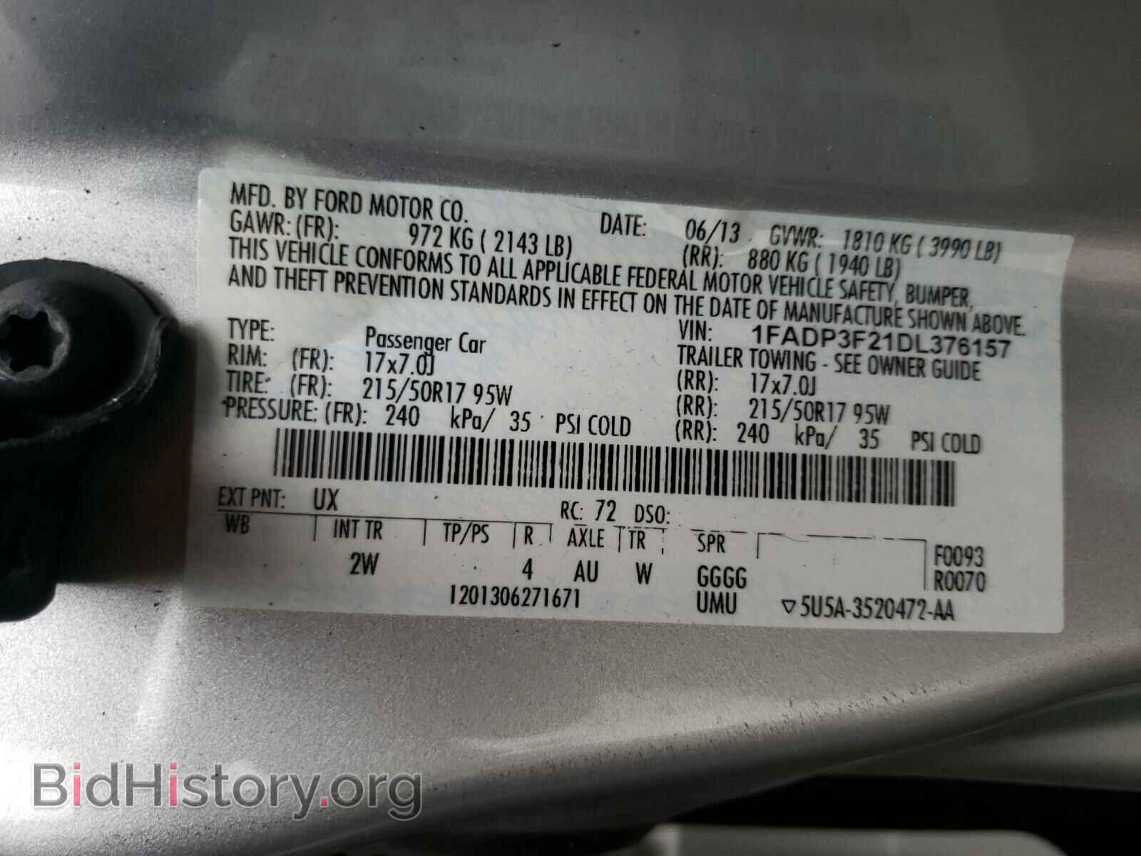 2013 FORD FOCUS - VIN: 1FADP3F21DL376157 - Фото 10