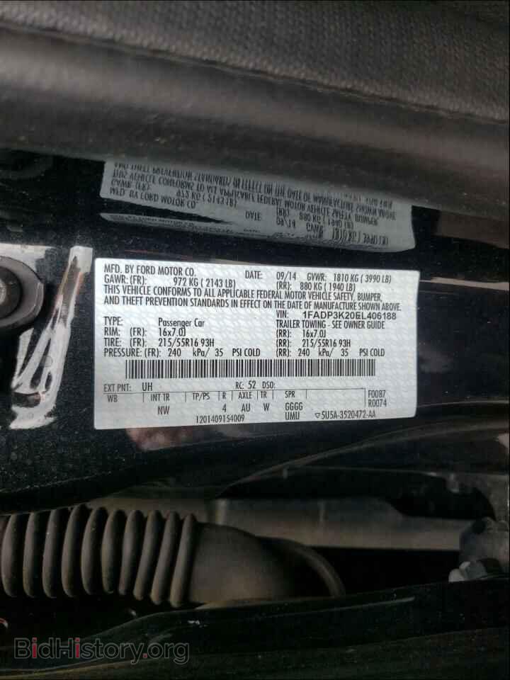 2014 FORD FOCUS - VIN: 1FADP3K20EL406188 - Фото 10