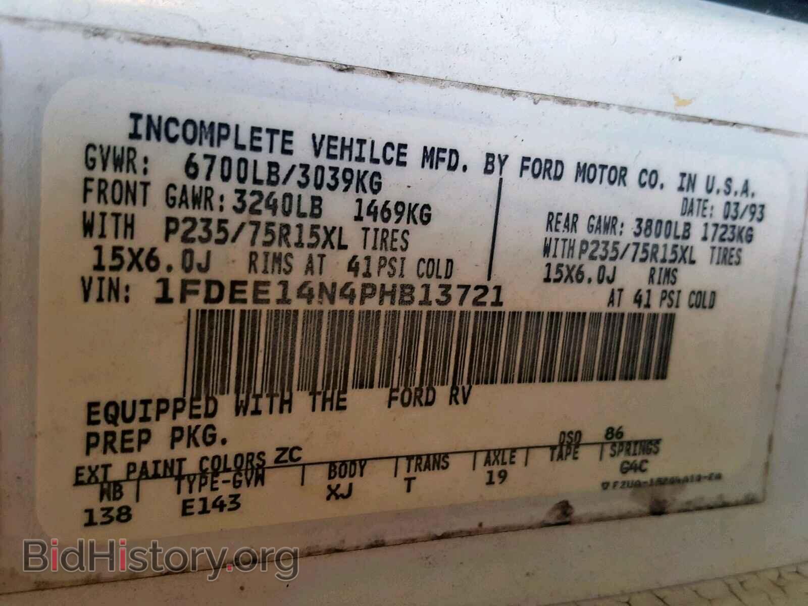 1993 FORD ECONOLINE - VIN: 1FDEE14N4PHB13721 - Photo 10