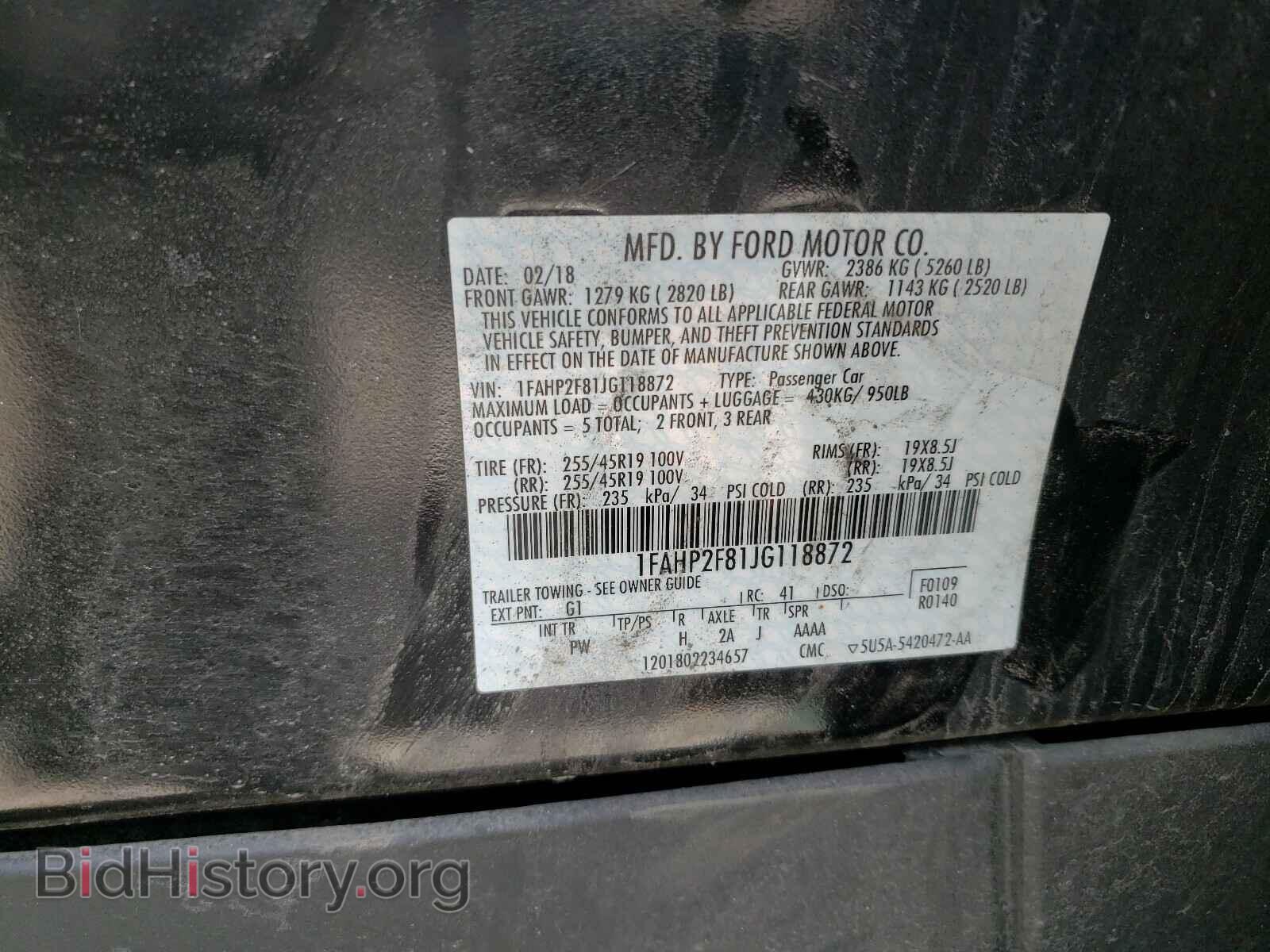 2018 FORD TAURUS - VIN: 1FAHP2F81JG118872 - Photo 10