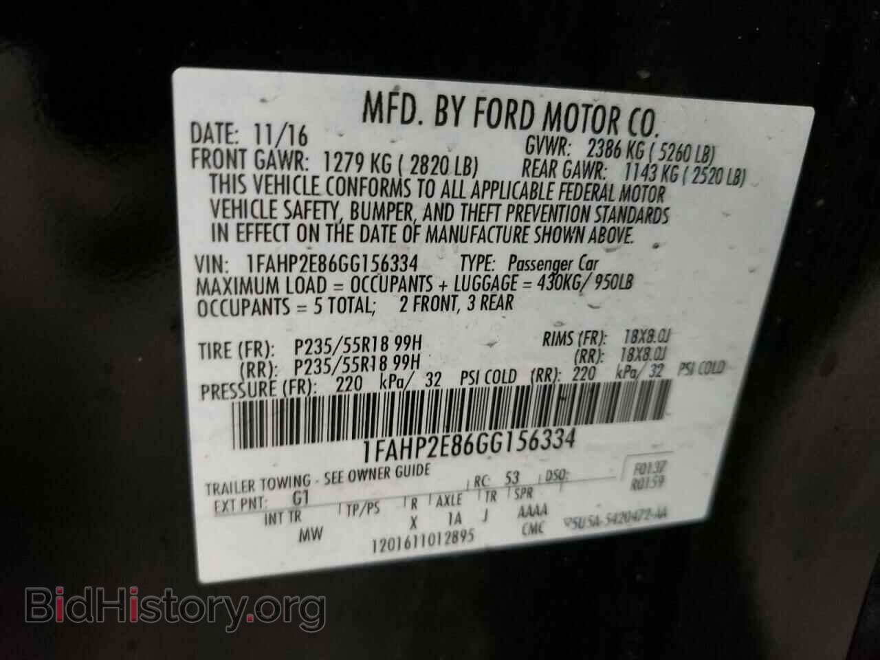 2016 FORD TAURUS - VIN: 1FAHP2E86GG156334 - Фото 10