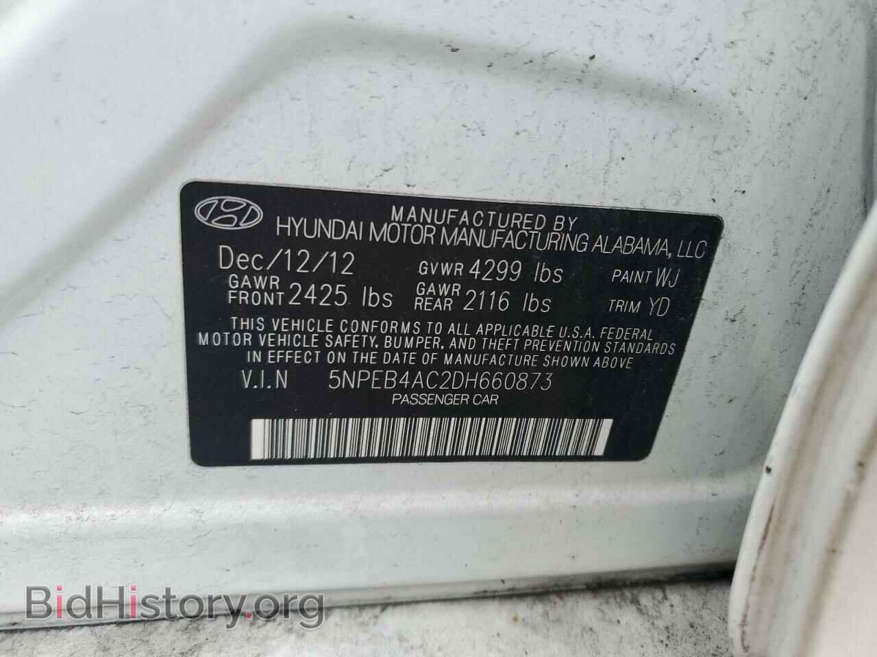 2013 HYUNDAI SONATA - VIN: 5NPEB4AC2DH660873 - Фото 12