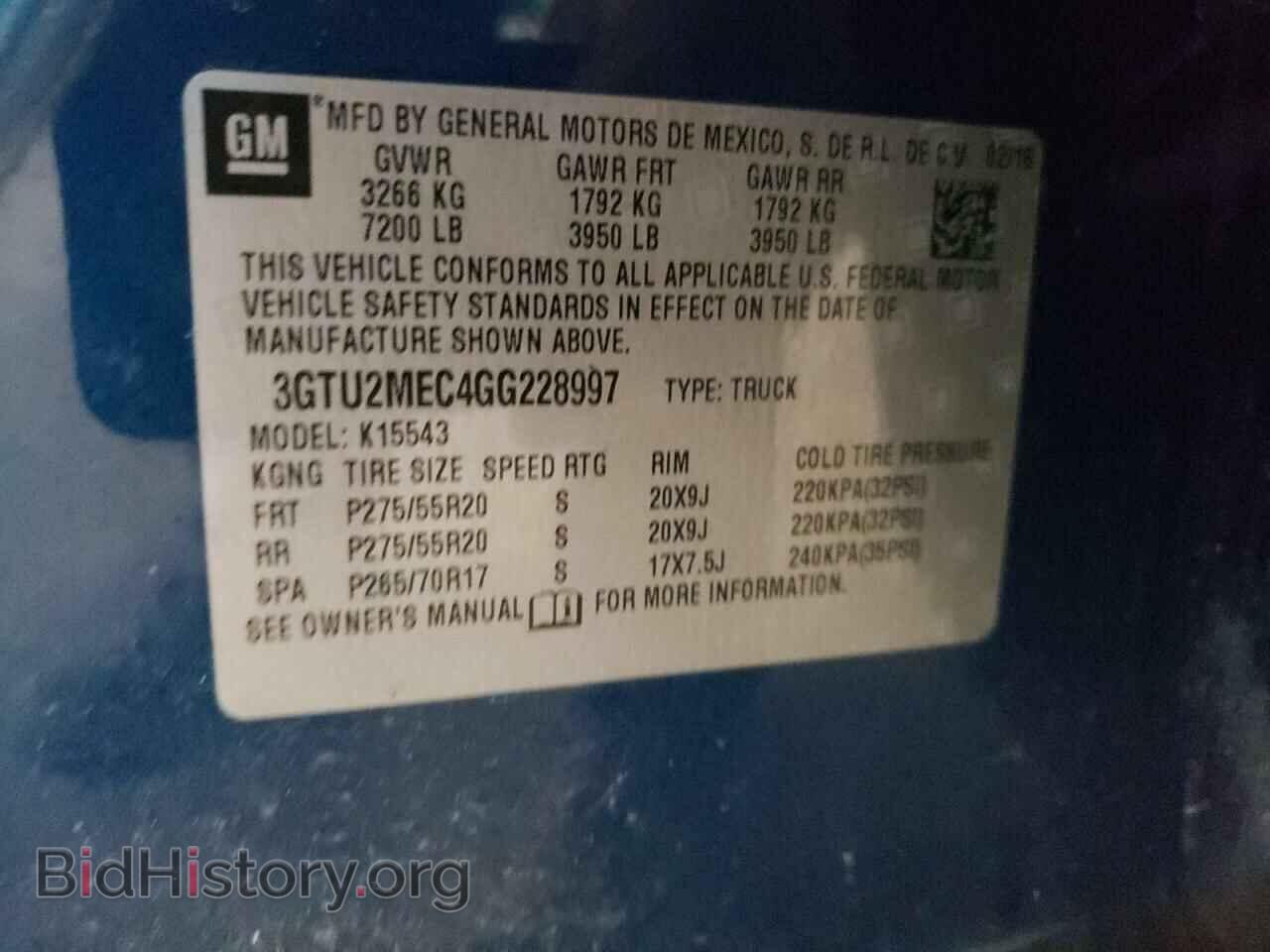 2016 GMC SIERRA - VIN: 3GTU2MEC4GG228997 - Фото 12