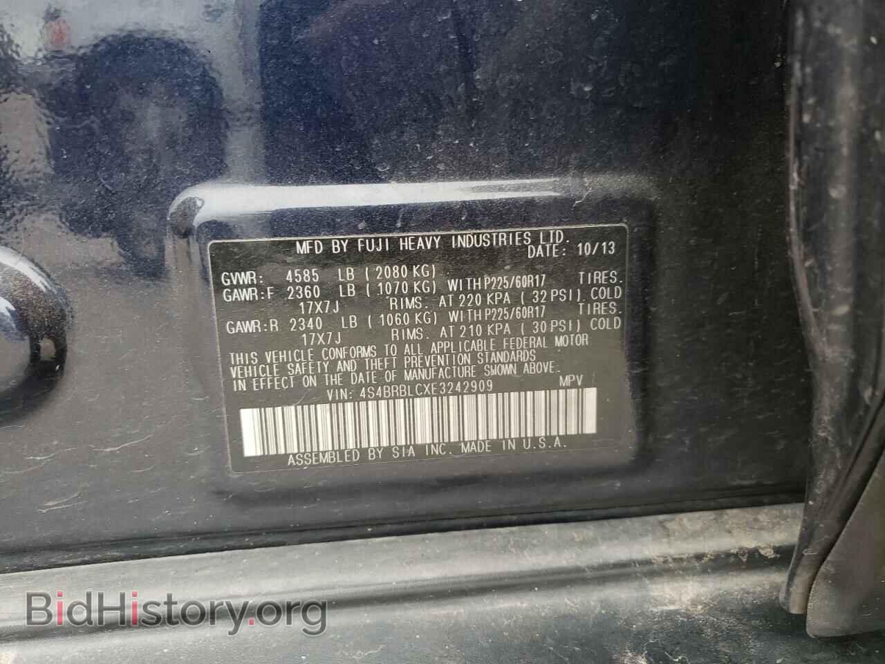 2014 SUBARU OUTBACK - VIN: 4S4BRBLCXE3242909 - Фото 10