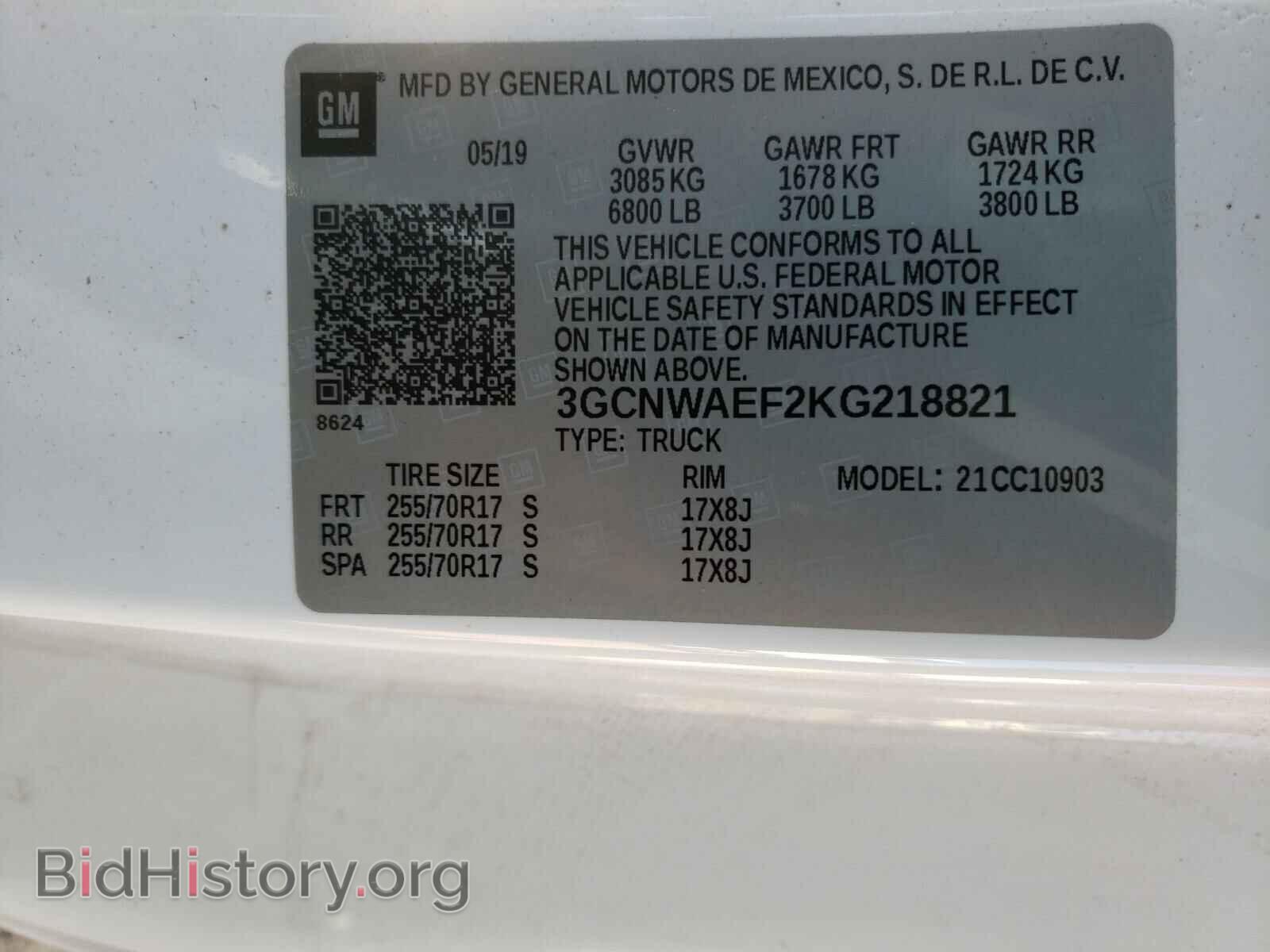 2019 CHEVROLET SILVERADO - VIN: 3GCNWAEF2KG218821 - Фото 10