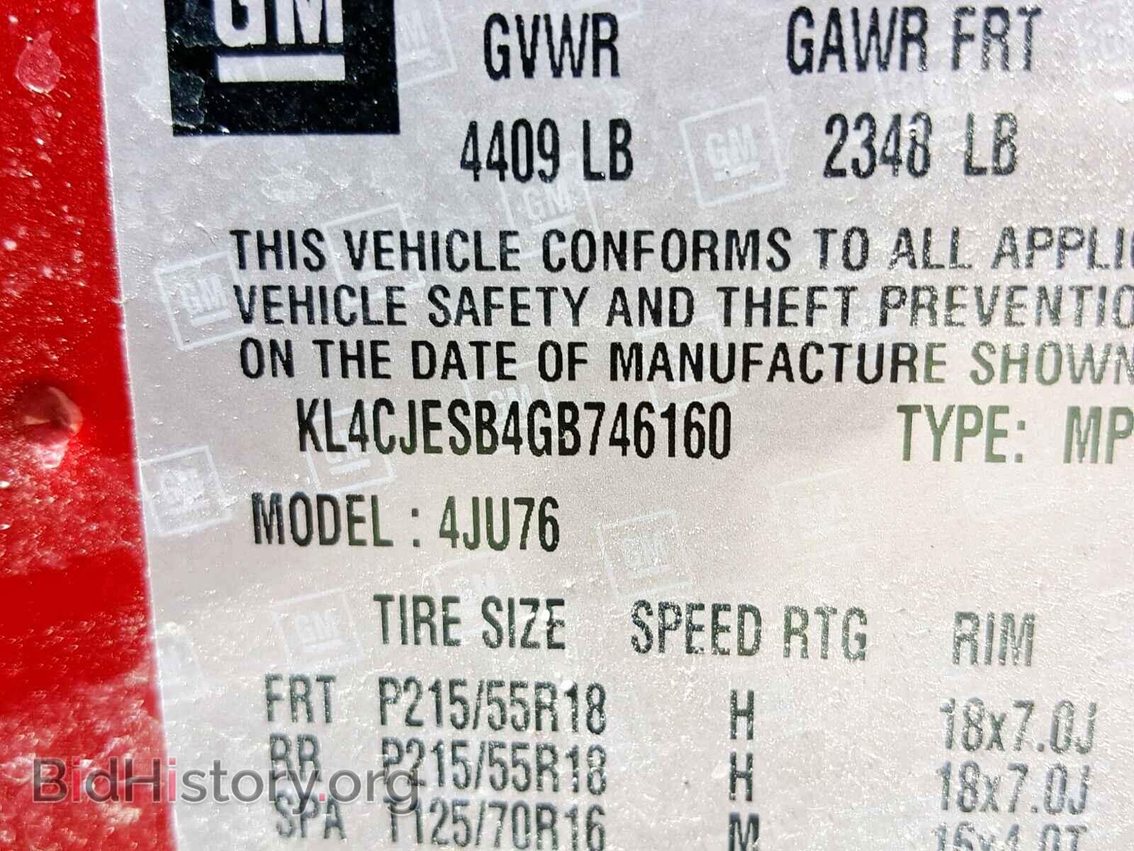 2016 BUICK ENCORE - VIN: KL4CJESB4GB746160 - Photo 10