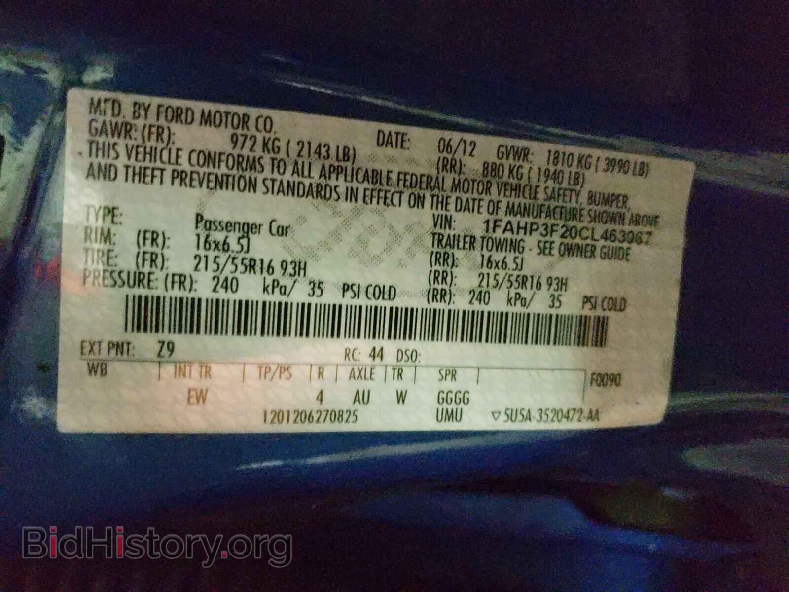 2012 FORD FOCUS - VIN: 1FAHP3F20CL463967 - Фото 10