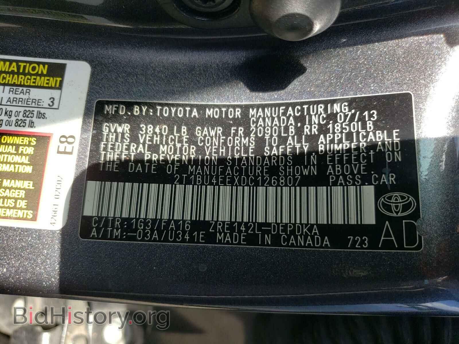 2013 TOYOTA COROLLA - VIN: 2T1BU4EEXDC126807 - Фото 10