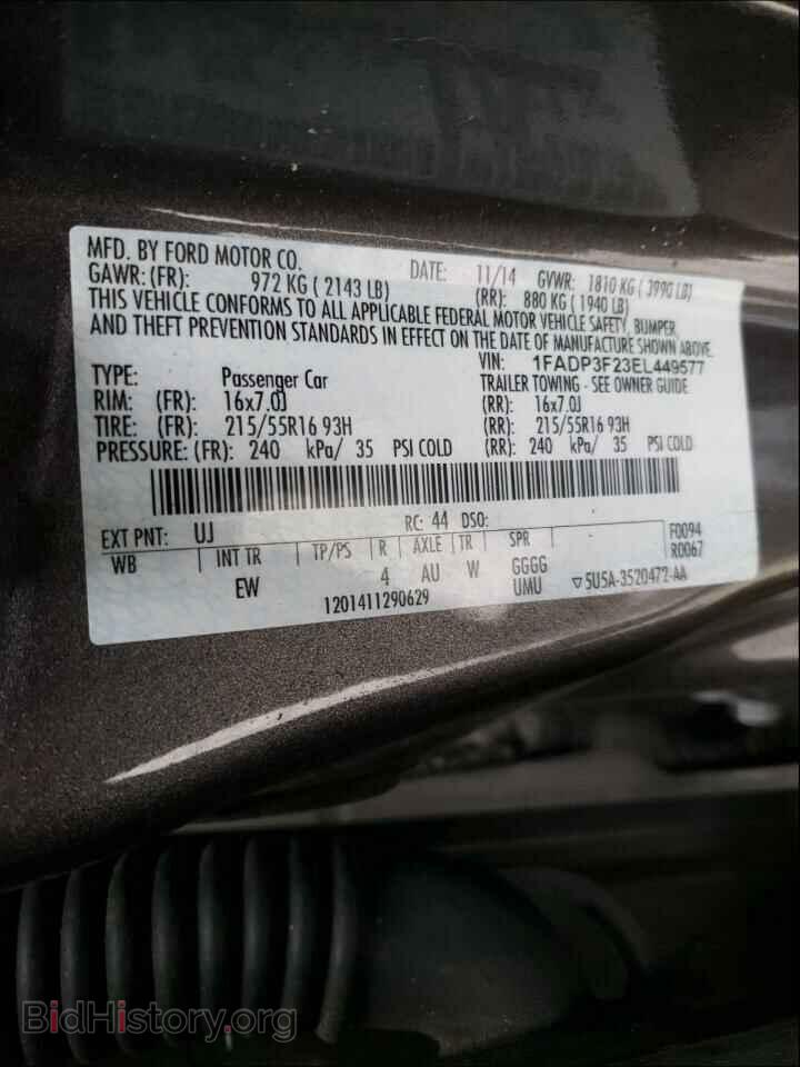 2014 FORD FOCUS - VIN: 1FADP3F23EL449577 - Фото 10