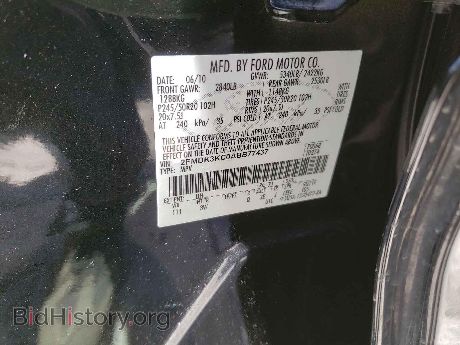2010 FORD EDGE - VIN: 2FMDK3KC0ABB77437 - Photo 10