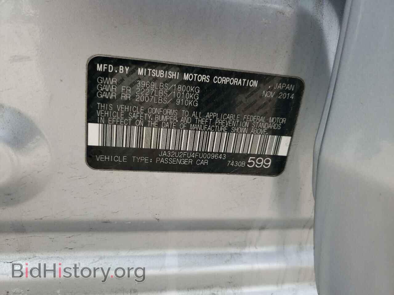 2015 MITSUBISHI LANCER - VIN: JA32U2FU4FU009643 - Фото 10