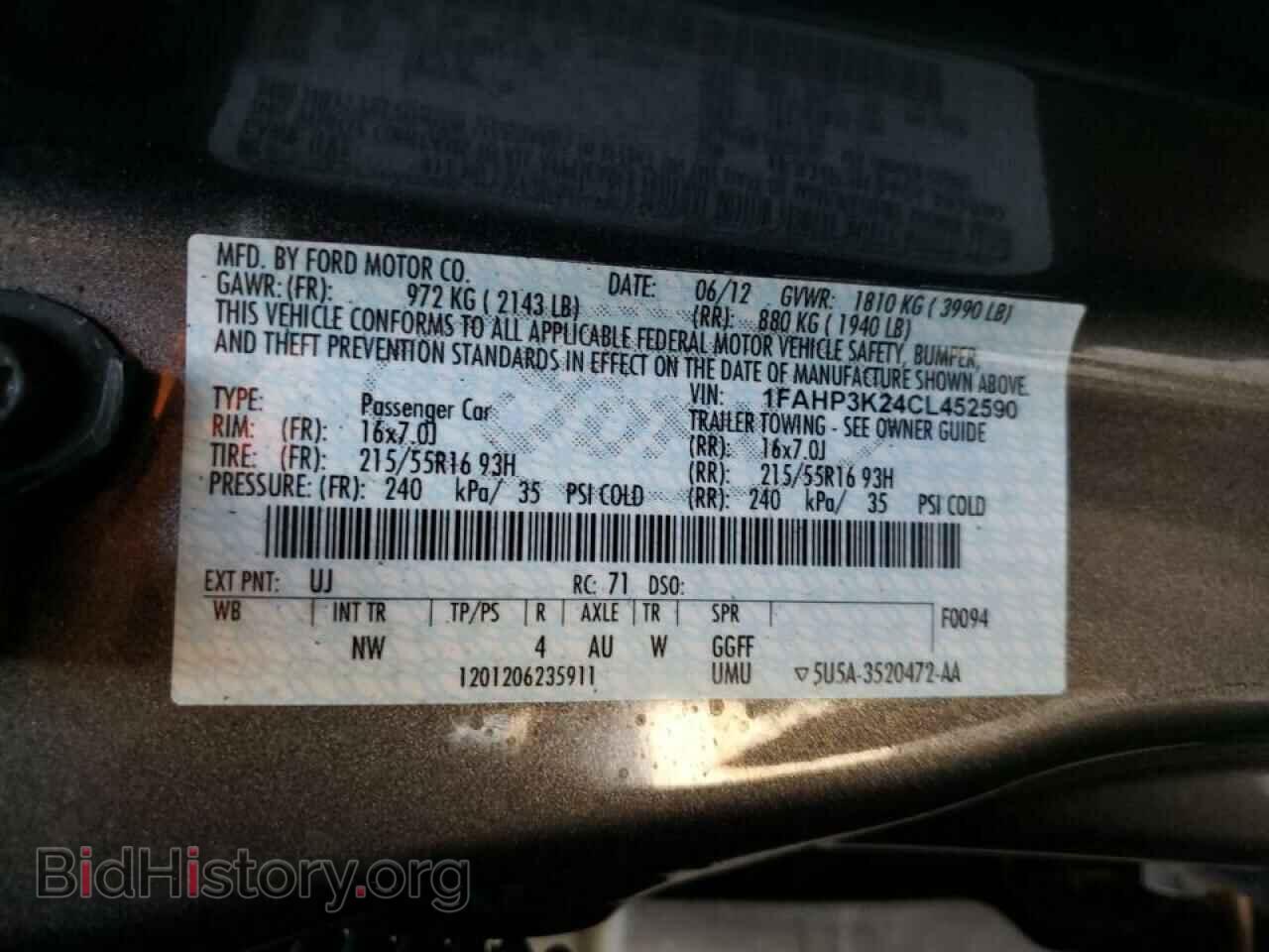 2012 FORD FOCUS - VIN: 1FAHP3K24CL452590 - Фото 10